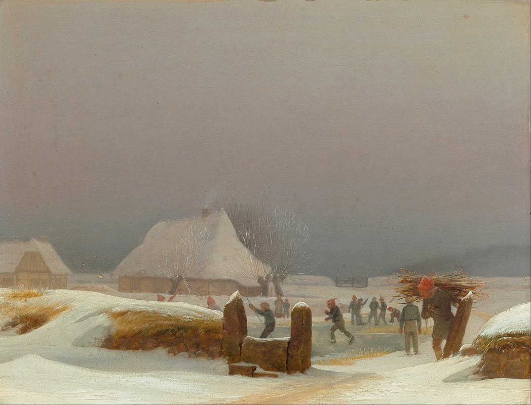来自富南的冬季景观`Winter lanscape from Funen (1831) by Wilhelm Bendz