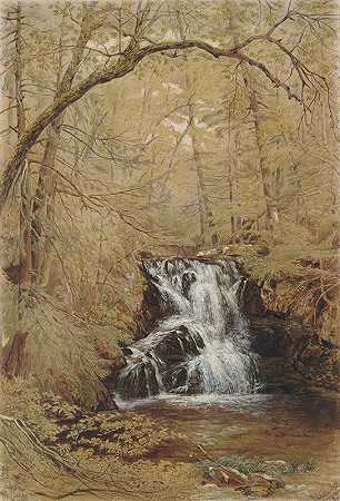 印第安瀑布，印第安小溪，冷泉，纽约`Indian Falls, Indian Brook, Cold Springs, New York (1850) by William Rickarby Miller