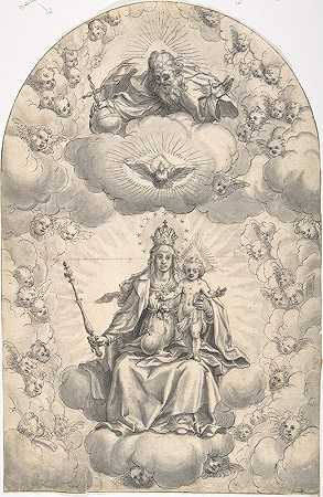 麦当娜和孩子登基`Madonna and Child Enthroned (late 16th–early 17th century) by Hans Werl