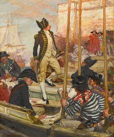 纳尔逊勋爵在哥本哈根战役中`Lord Nelson at the Battle of Copenhagen by Arthur David McCormick