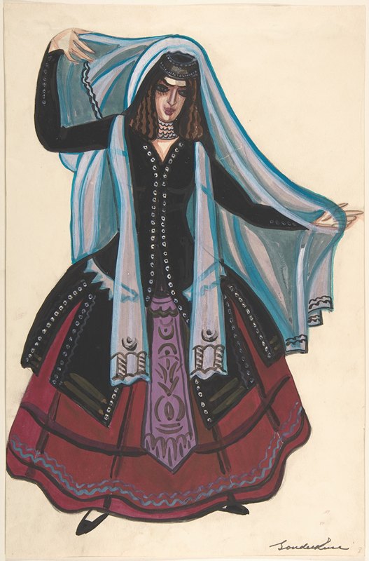 穿着阿拉伯服装的女人`Woman in Arabic costume by Sergey Yurievich Sudeikin
