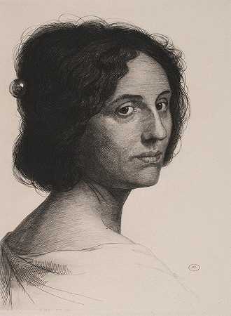 女人的头。意大利女人`Kvindehoved. Italienerinde (1898 – 1899) by Axel Hou
