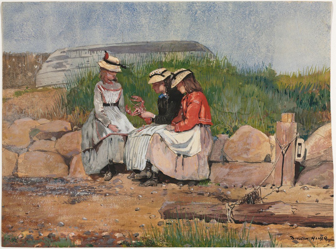 渔夫她女儿`A Fishermans Daughter (1873) by Winslow Homer