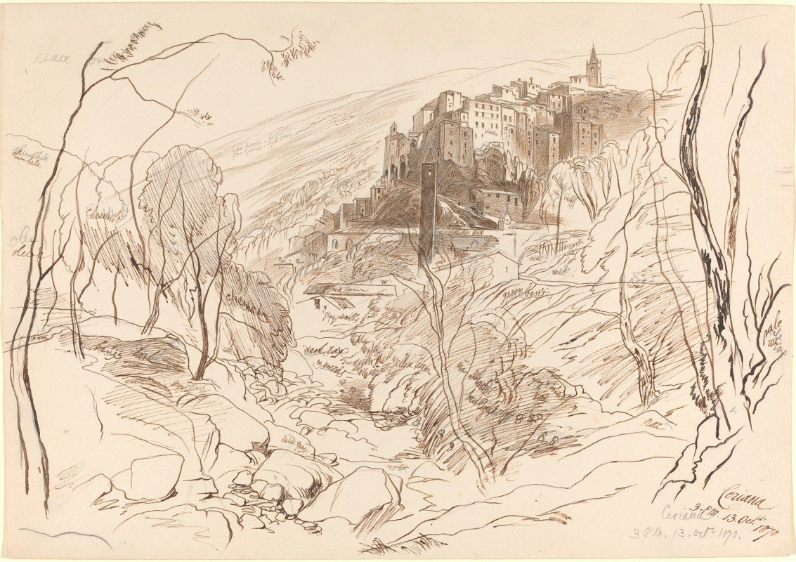 Ceriana景观`View of Ceriana (1870) by Edward Lear