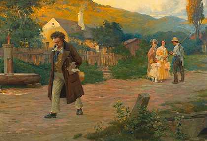 孤独的大师（贝多芬在维也纳附近散步）`Der einsame Meister (Beethoven auf einem Spaziergang in der Nähe Wiens) (1908) by Otto Nowak