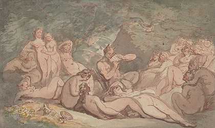萨提尔和仙女`Satyrs and nymphs (ca. 1780–1825) by Thomas Rowlandson