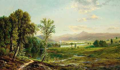沿河行走的人影`Figures Walking Along the River (1876) by Edmund Darch Lewis