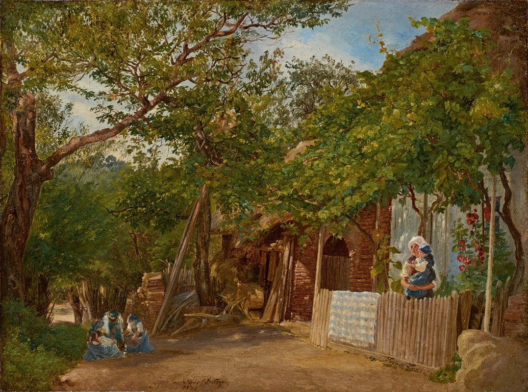 Oberschützen的主题`Motiv aus Oberschützen (1838) by Friedrich Loos