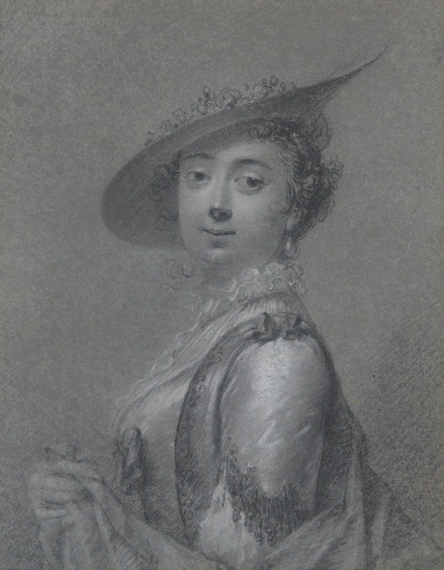 一位优雅女士的肖像`Portrait of an Elegant Lady (1750–70) by Frans van der Mijn