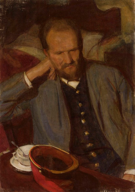 铁路官员Stanisław Florek的肖像`Portrait of Stanisław Florek, railway official (circa 1902) by Wojciech Weiss