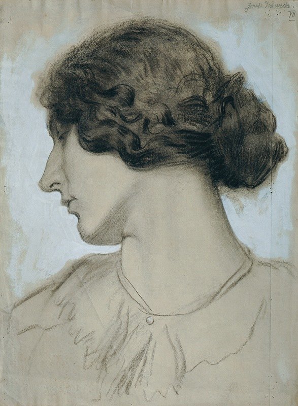 一个年轻女子的头像`Kopf einer jungen Frau im Profil (1918) by Josef Wawra