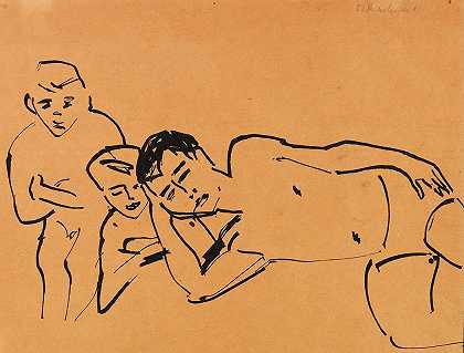 三个人`Drei Personen (1910) by Ernst Ludwig Kirchner
