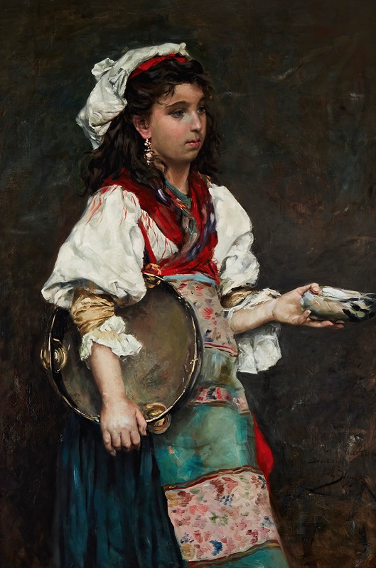 吉普赛女孩（又名西班牙女孩）。tif“`Gypsy Girl (also titled Spanish Girl).tif” by Julius Leblanc Stewart