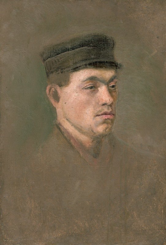 一名工匠的头部研究`Head Study of a Craftsboy (1900) by Ladislav Mednyánszky