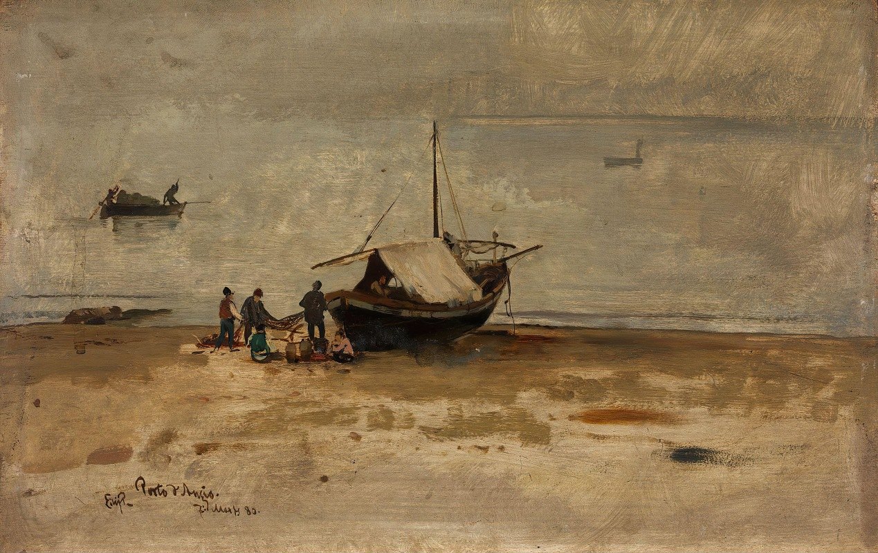 波尔图d海滩安齐奥`The Beach at Porto dAnzio (1880) by Eilif Peterssen