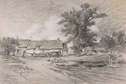 养鸭场`Farmyard with Ducks (19th century) by Jules Dupré