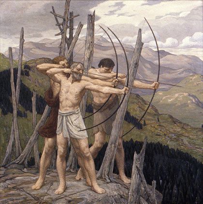 弓箭手`The Archers (1917) by Bryson Burroughs