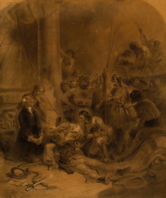 红色漫游者希皮奥之死`The Death of Scipio, The Red Rover by James Fenimore Cooper (1873) by James Fenimore Cooper by Felix Octavius Carr Darley