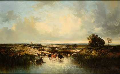 动物到饮水机`Animaux à labreuvoir (1848) by Victor Dupré