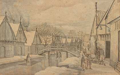 一条冬天在Jisp的街道情人节`A Street in Jisp on a Winters Day (before 1664) by Abraham Rutgers