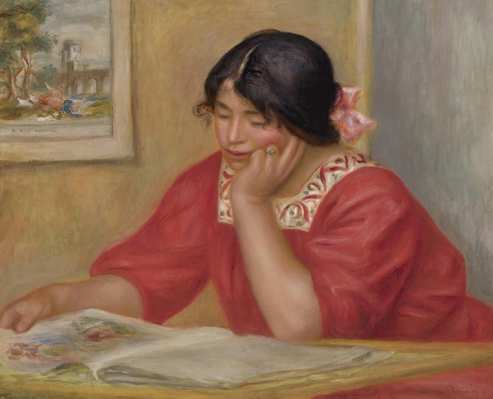 莱昂丁读书`Léontine Lisant by Pierre-Auguste Renoir