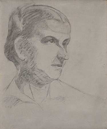 奥古斯塔·B·德米特的肖像[艺术家的母亲]`Portrait of Augusta B. Demuth [the artist’s mother] (1986) by Charles Demuth