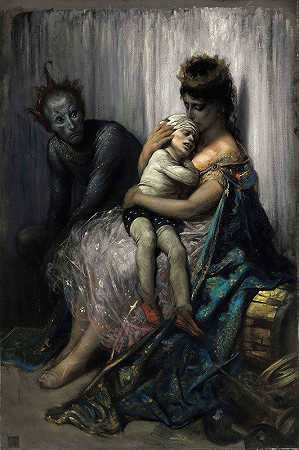 Saltimbank家族受伤的孩子`La famille du saltimbanque; lenfant blessé (1853) by Gustave Doré