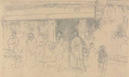 切斯特商店`Shops at Chester by James Abbott McNeill Whistler