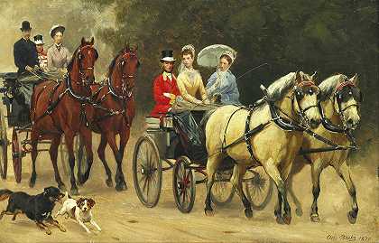 旅途中的王室`Den kongelige familie på køretur (1879) by Otto Bache