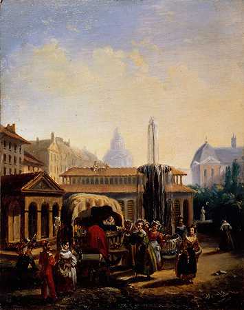 圣马丁市场`Le marché Saint~Martin (1835) by Jean Baptiste Lecoeur