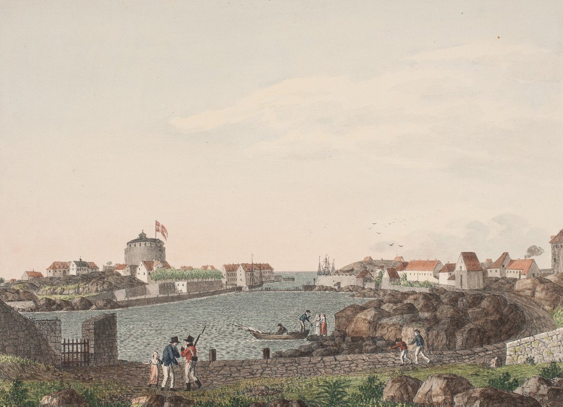 基督教徒。北港`Christiansø. Nordhavnen (1818 – 1819) by Søren L. Lange