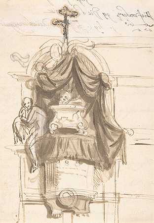 以讲坛的形式设计陵墓纪念碑`Design for a sepulchral monument in the form of a pulpit (late 17th–early 18th century) by Pieter Verbruggen the Younger