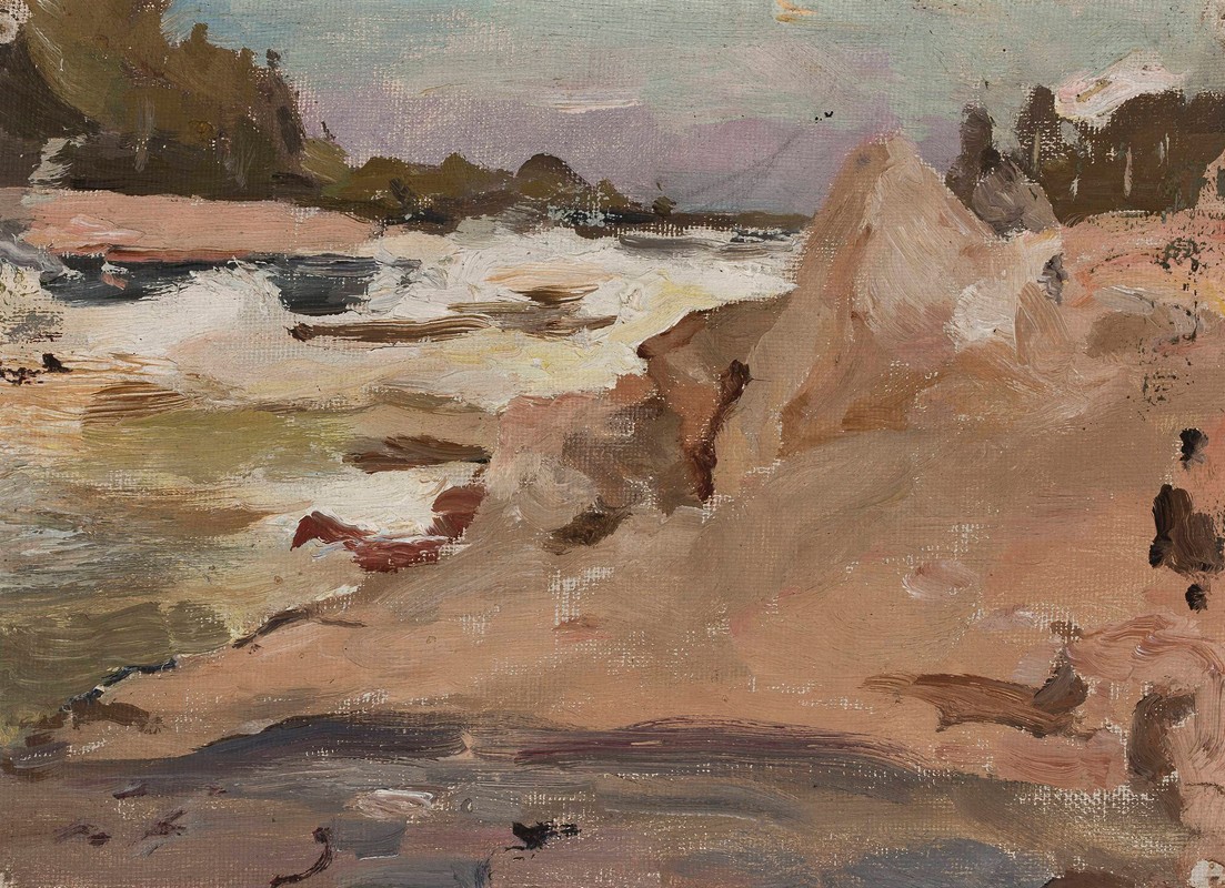 早上的伊玛特拉——芬兰`Imatra in the morning – Finland (1902) by Jan Ciągliński
