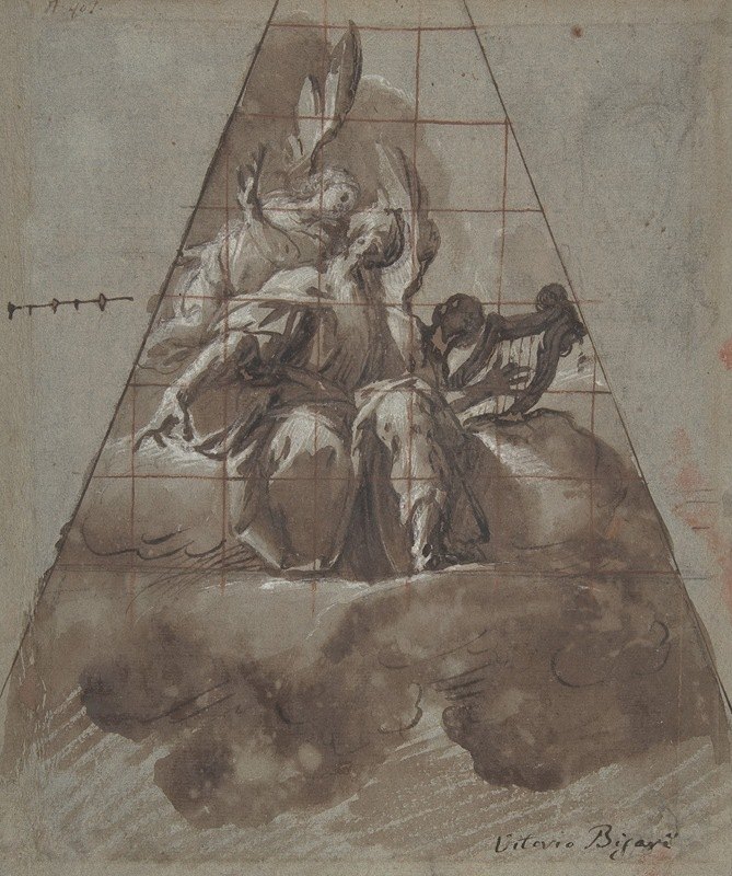 大卫王与天使`King David with Angels (ca. 1625–26) by Pier Francesco Mazzucchelli