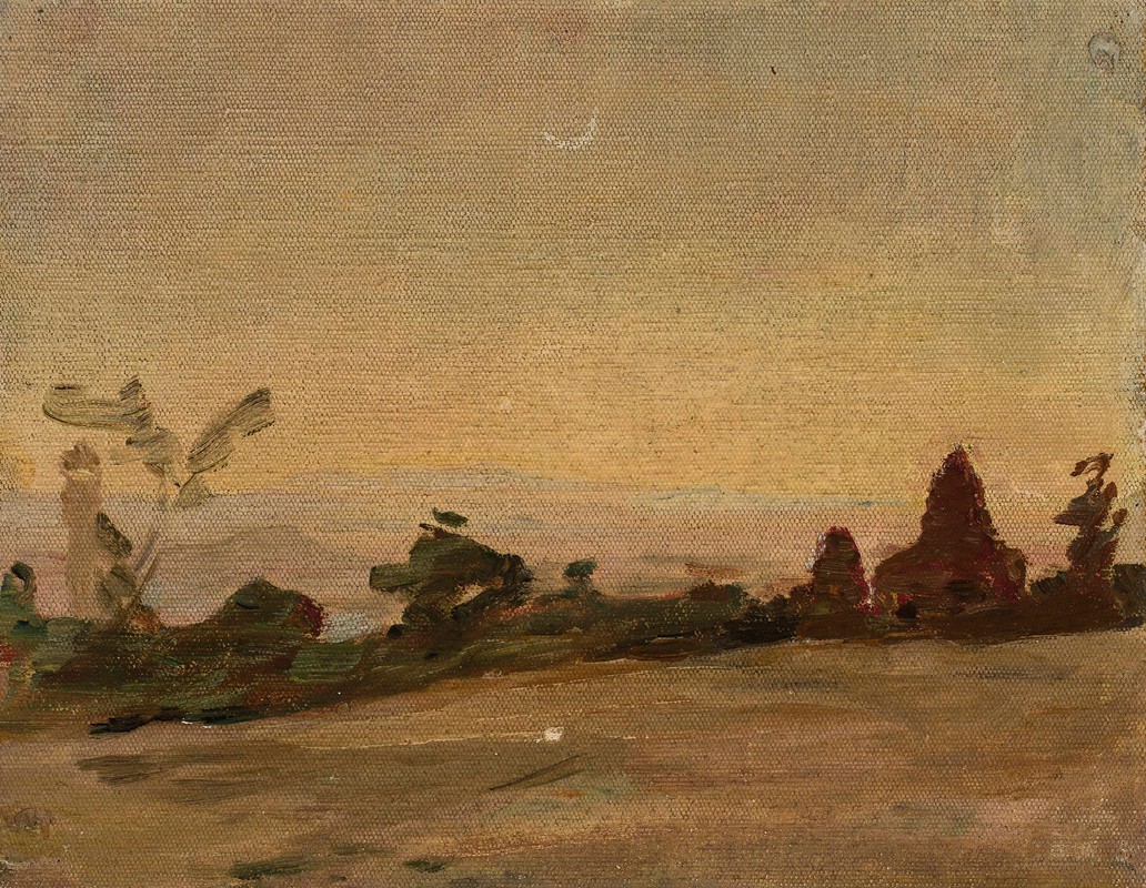 印度遥远的月光景观。从印度之旅`Remote moonlit landscape in India. From the journey to India (1907) by Jan Ciągliński