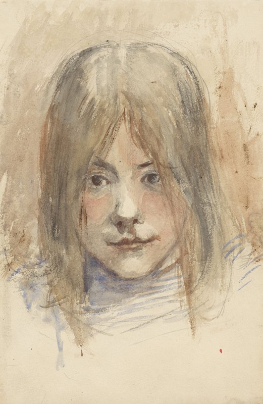一个女孩的肖像`Portret van een meisje (1834 ~ 1911) by Jozef Israëls