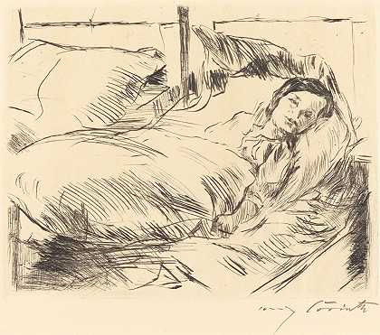 生病的孩子`The Sick Child (Das Kranke Kind) (1918) by Lovis Corinth