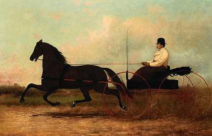 双轮敞篷马车`Chariot (1875) by Henry Collins Bispham