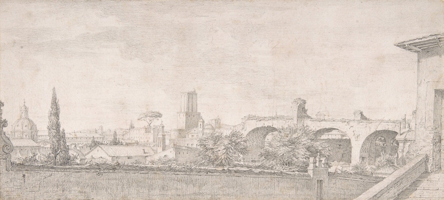 从帕拉廷看罗马`View of Rome from the Palatine (ca. 1775) by Pierre Charles Jombert