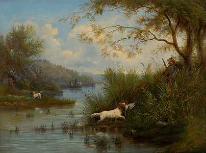 野鸭狩猎`Wild Duck Hunt (1869) by František Belopotocký