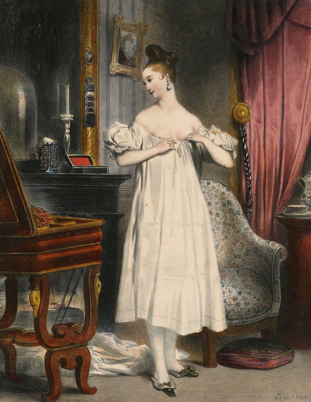 Galerie时尚2的肖像`Portrait from Galerie Fashionable 2 (c. 1830) by Achille Devéria