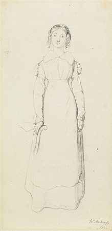 留着小环的女人站着`Woman with Ringlets, Standing (1824) by William Mulready