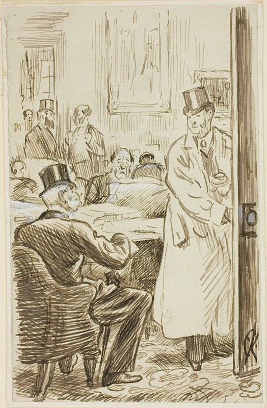 在俱乐部`At the Club (1870~91) by Charles Samuel Keene