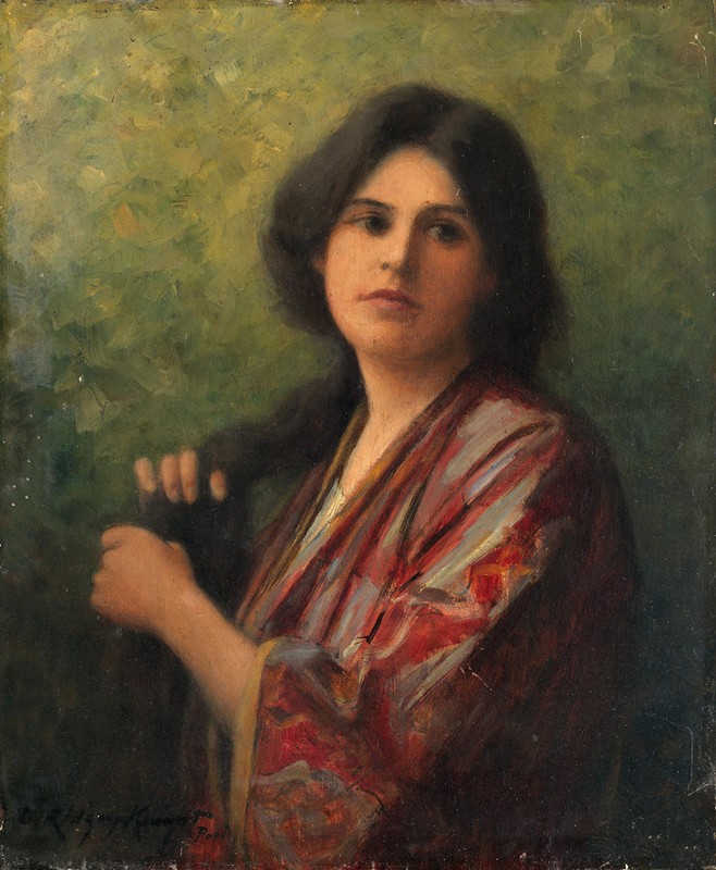 陷入沉思`Lost in Thought (1918) by Daniel Ridgway Knight