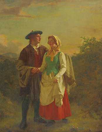 一个小伙子和他的小姑娘`A Lad And His Lassie (1856) by Hugh Cameron