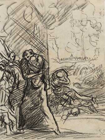 鲁汶大火`LIncendie de Louvain (1914) by Auguste Louis Lepère