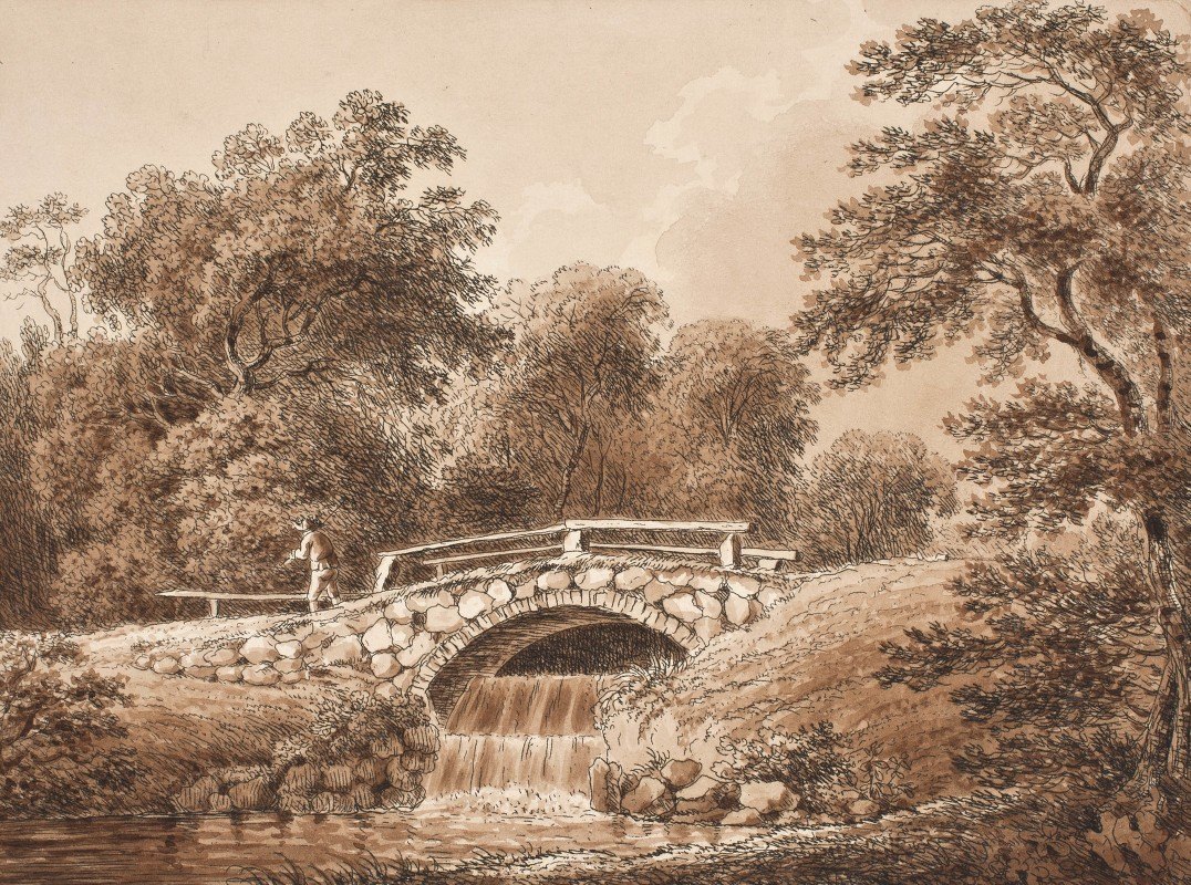 河上有桥的林地`Skovparti med bro over åløb (1759 – 1828) by Anton Carl Dusch