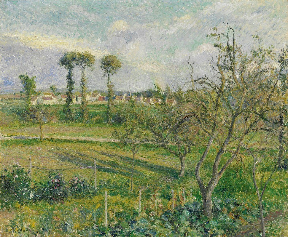 落日在瓦勒梅尔，奥弗斯苏尔瓦兹`Soleil Couchant Au Valhermeil, Auvers~Sur~Oise (1880) by Camille Pissarro