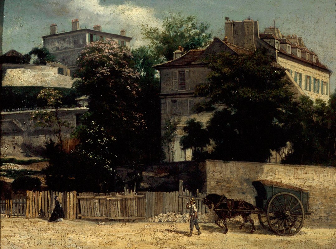 街道蒙马特的奥坎普`La rue dOrchamp à Montmartre (1864) by Napoléon-Joseph Bellardel