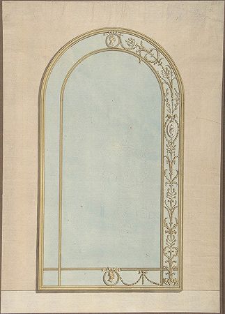 圆形顶部镜子的设计`Design for a a Mirror with a Rounded Top (late 18th–early 19th century) by John Yenn